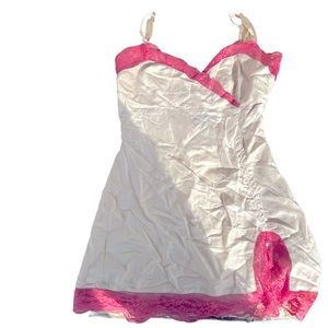 100% Silk Vintage Express Cream and Pink Lace Cami or Micro Micro Mini Dress